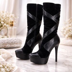 Elegant Black Women's High Heel Boots
